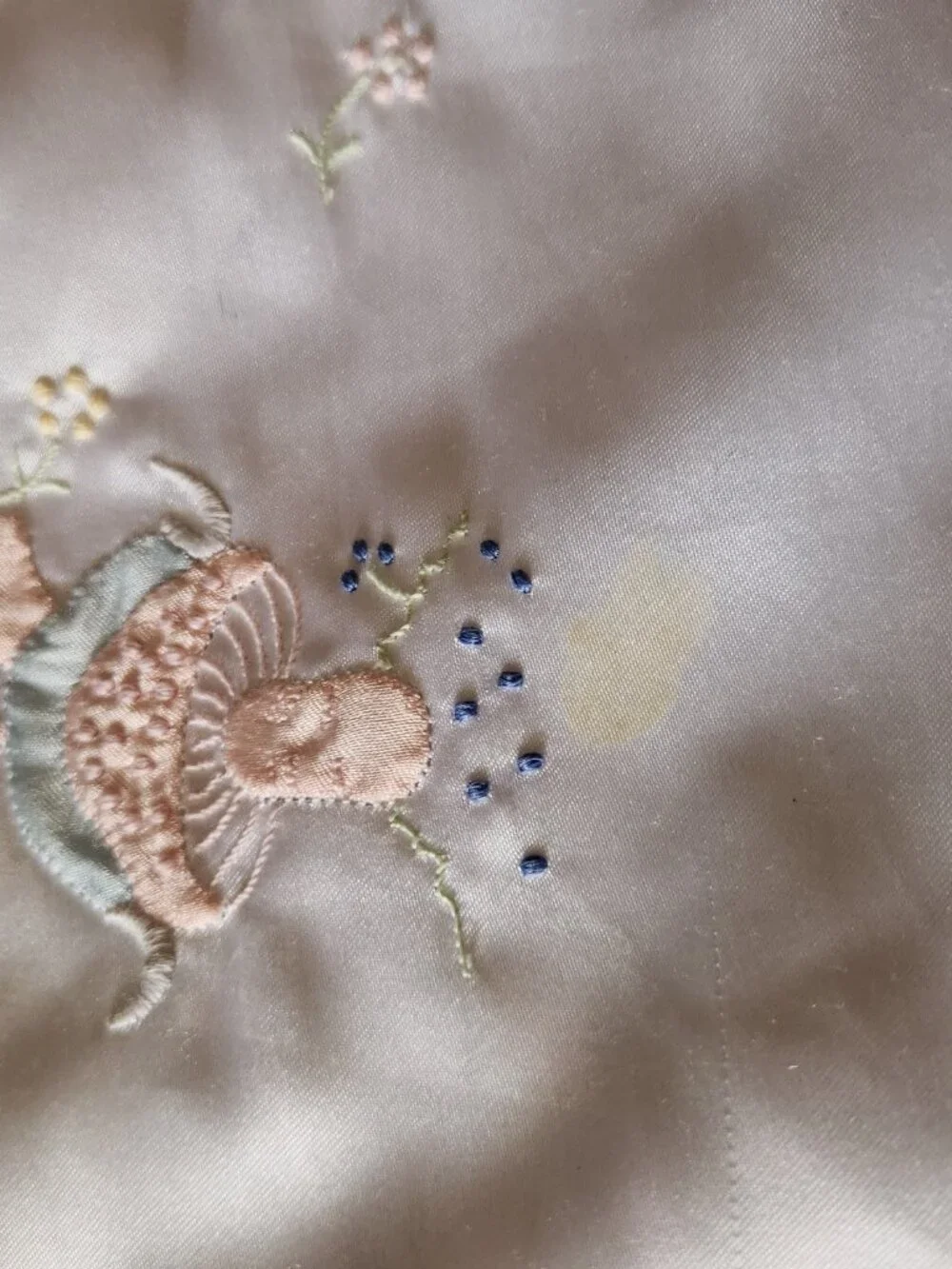Vintage Sumersault pixie Mushroom embroidered satin baby blanket